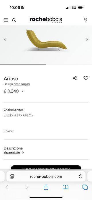 Poltrona Longue Roche Bobois Design Zeno Nugari