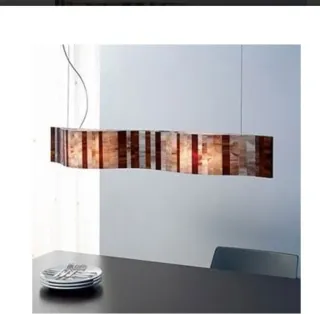 Lámpara de techo de cristal y madera