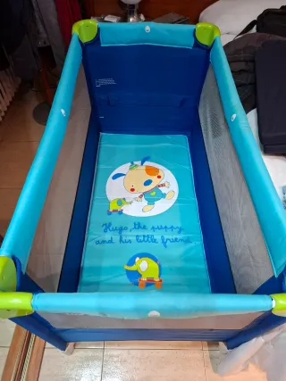 Cuna de viaje plegable azul