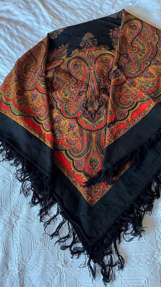 Mantón lana Merino con fleco