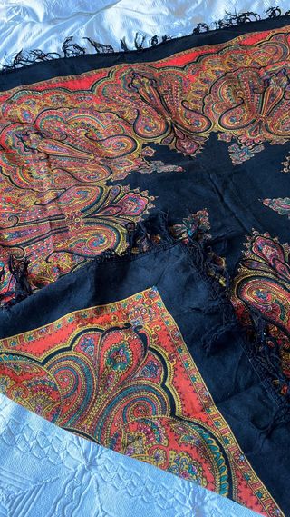 Mantón lana Merino con fleco