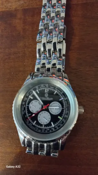 Orologio cronografo Uomo Nero Argento