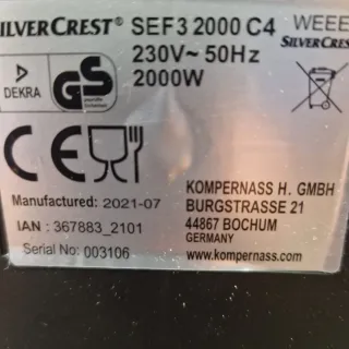 Freidora Silvercrest SEF 3 2000 Doble