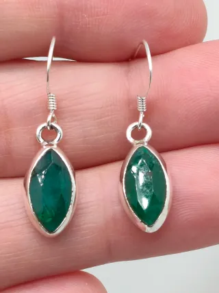 Pendientes Plata 925 y Esmeralda Marquise