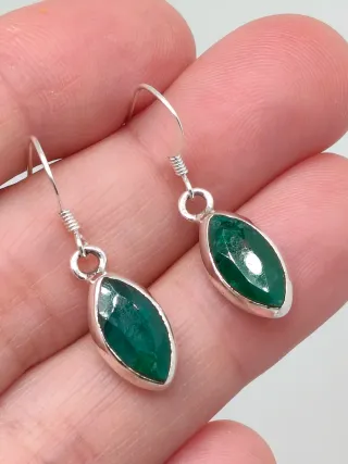 Pendientes Plata 925 y Esmeralda Marquise