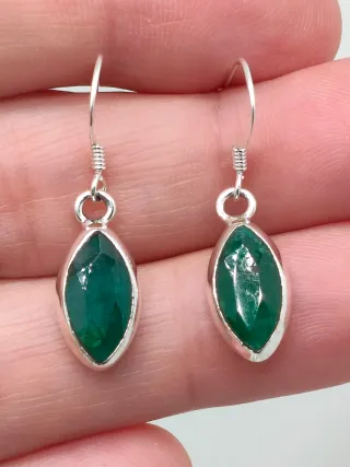 Pendientes Plata 925 y Esmeralda Marquise