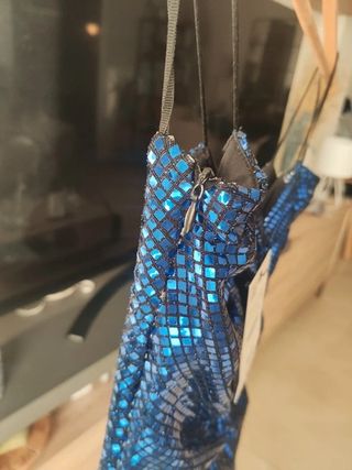 Vestido de fiesta azul lentejuelas ZARA navidad