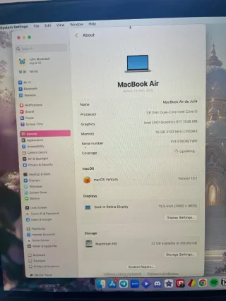 MacBook Air 2019 16GB RAM Un anno di antivirus gratuito