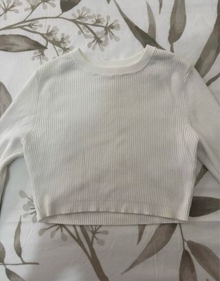 Jersey blanco corto de canalé