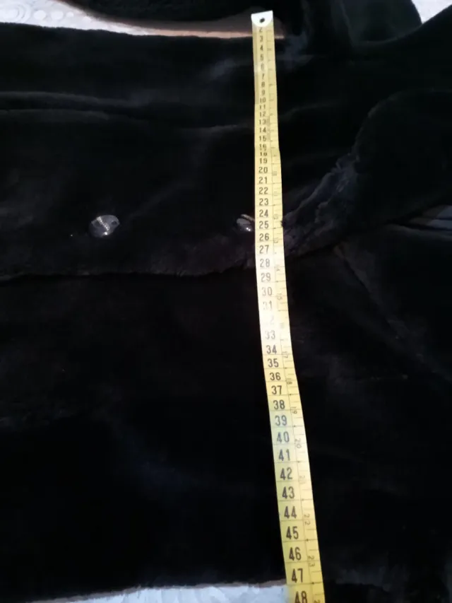 Abrigo Piel Sintética Mujer Negro. Vintage.