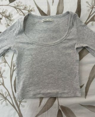 Camiseta Pull&Bear gris manga larga