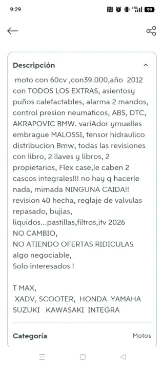 BMW C600 Sport  Descripción en la última foto