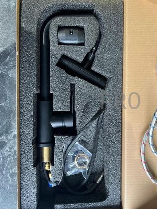 Grifo cocina extraíble Inox giratorio 360° negro