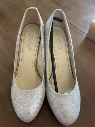 Zapatos de fiesta plateados talla 39