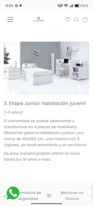 Cuna Alondra 70x140 cm Evolutiva