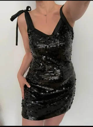 Vestido fiesta lentejuelas negro