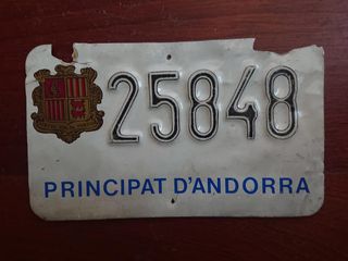 Matrícula Andorra 25848 Principado Moto