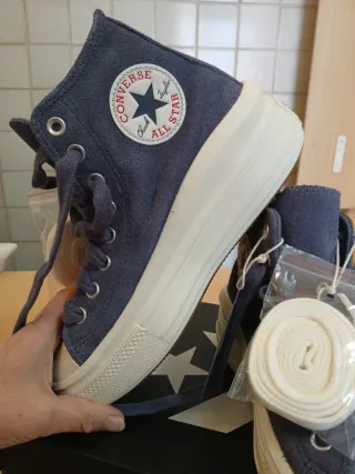 Converse Pelle Blu/Bianche Tg 37.5