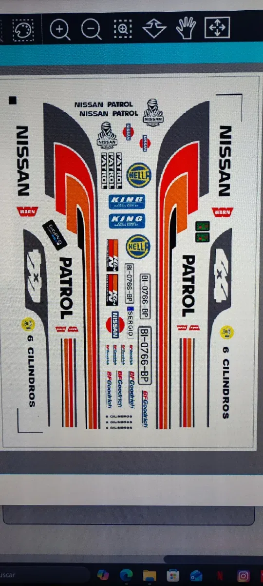 Lámina de pegatinas Nissan Patrol 260