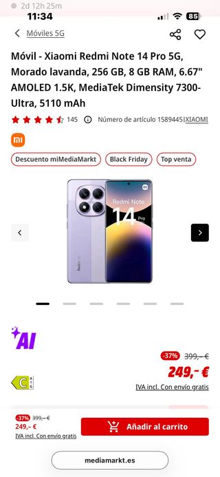 Xiaomi Redmi Note 14 Pro 5G Morado