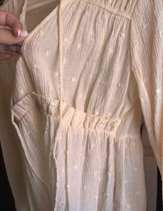 Blusa Zara Popelín Volante Beige