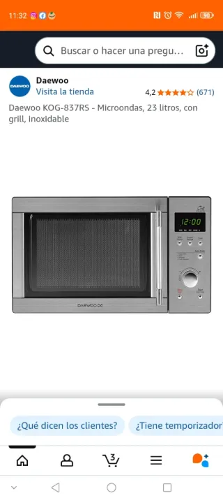 Microondas Grill Daewoo KOG-837RS