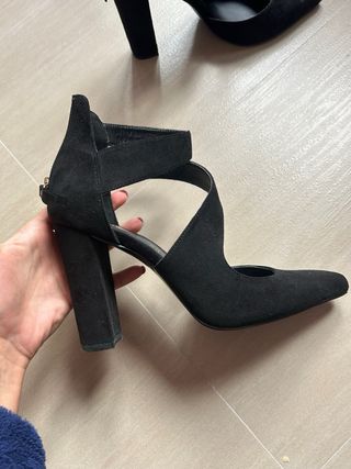 Décolleté camoscio nere tacco