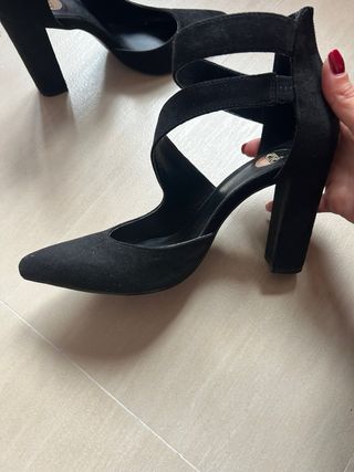 Décolleté camoscio nere tacco