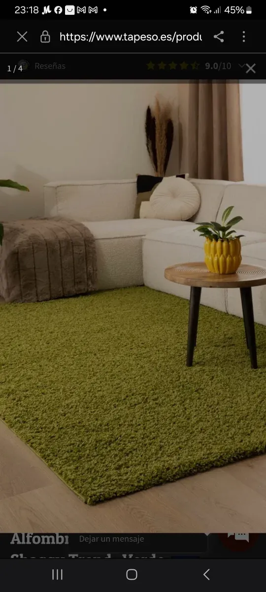 Alfombra grande verde 200x135 cm