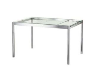 Mesa de comedor extensible cristal y metal Glivarp