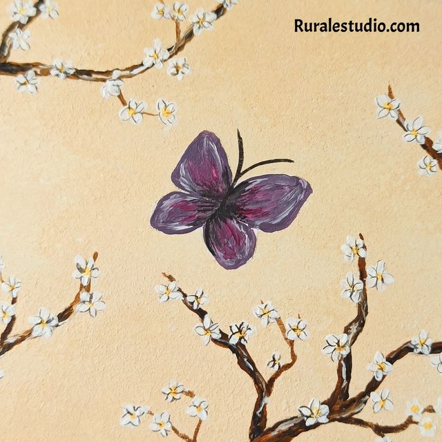 Joyero madera pintado a mano mariposas