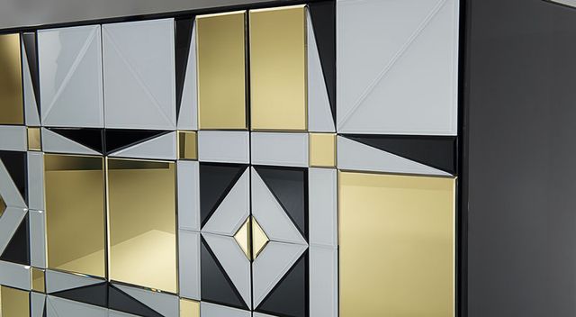 Aparador moderno in vetro e legno