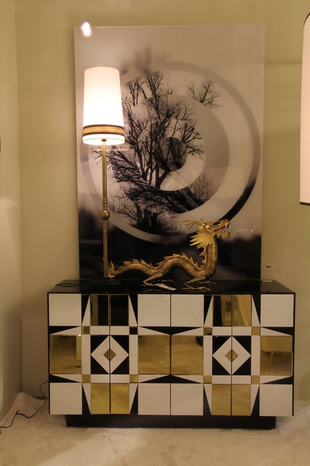 Aparador moderno in vetro e legno