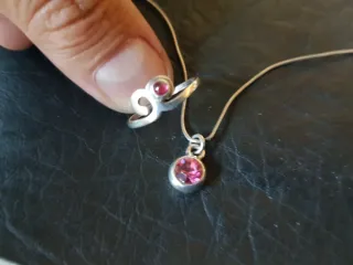 Antiguo conjunto cadena,colgante,anillo plata 925