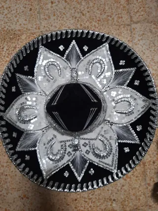 Sombrero Charro Mexicano Terciopelo Negro/Plata