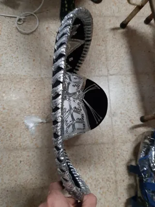 Sombrero Charro Mexicano Terciopelo Negro/Plata