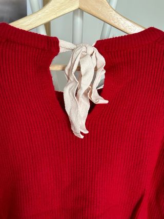 Jersey Zara Rojo Canalé Lazo Talla S