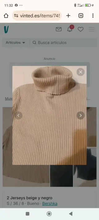 2 Jerseys Bershka beige y negro Talla S