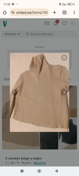 2 Jerseys Bershka beige y negro Talla S