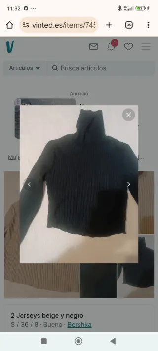 2 Jerseys Bershka beige y negro Talla S