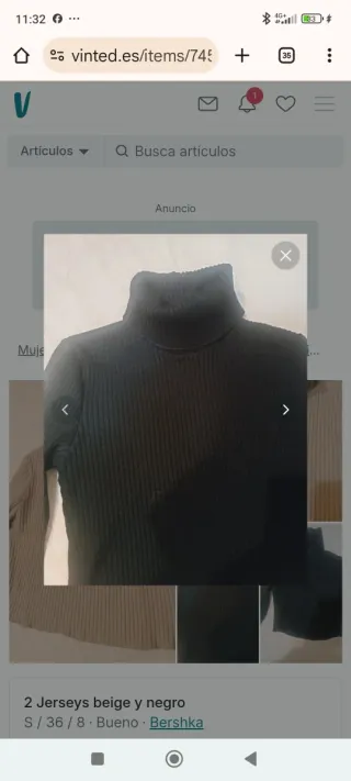 2 Jerseys Bershka beige y negro Talla S