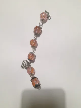 Bracciale con perle rosa e ciondolo cuore