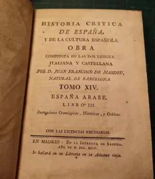 Libro Antiguo. Historia Crítica España 1800's