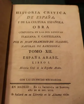 Libro Antiguo. Historia Crítica España 1800's