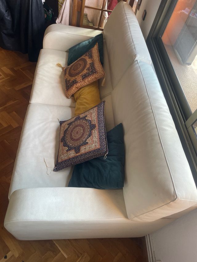 Divano in pelle bianca 190x90 cm