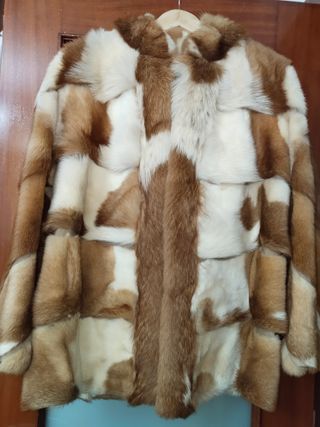 Abrigo Piel Auténtica Beige y Marrón