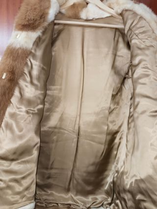 Abrigo Piel Auténtica Beige y Marrón