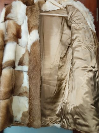 Abrigo Piel Auténtica Beige y Marrón