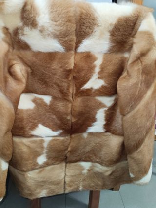 Abrigo Piel Auténtica Beige y Marrón