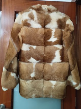 Abrigo Piel Auténtica Beige y Marrón